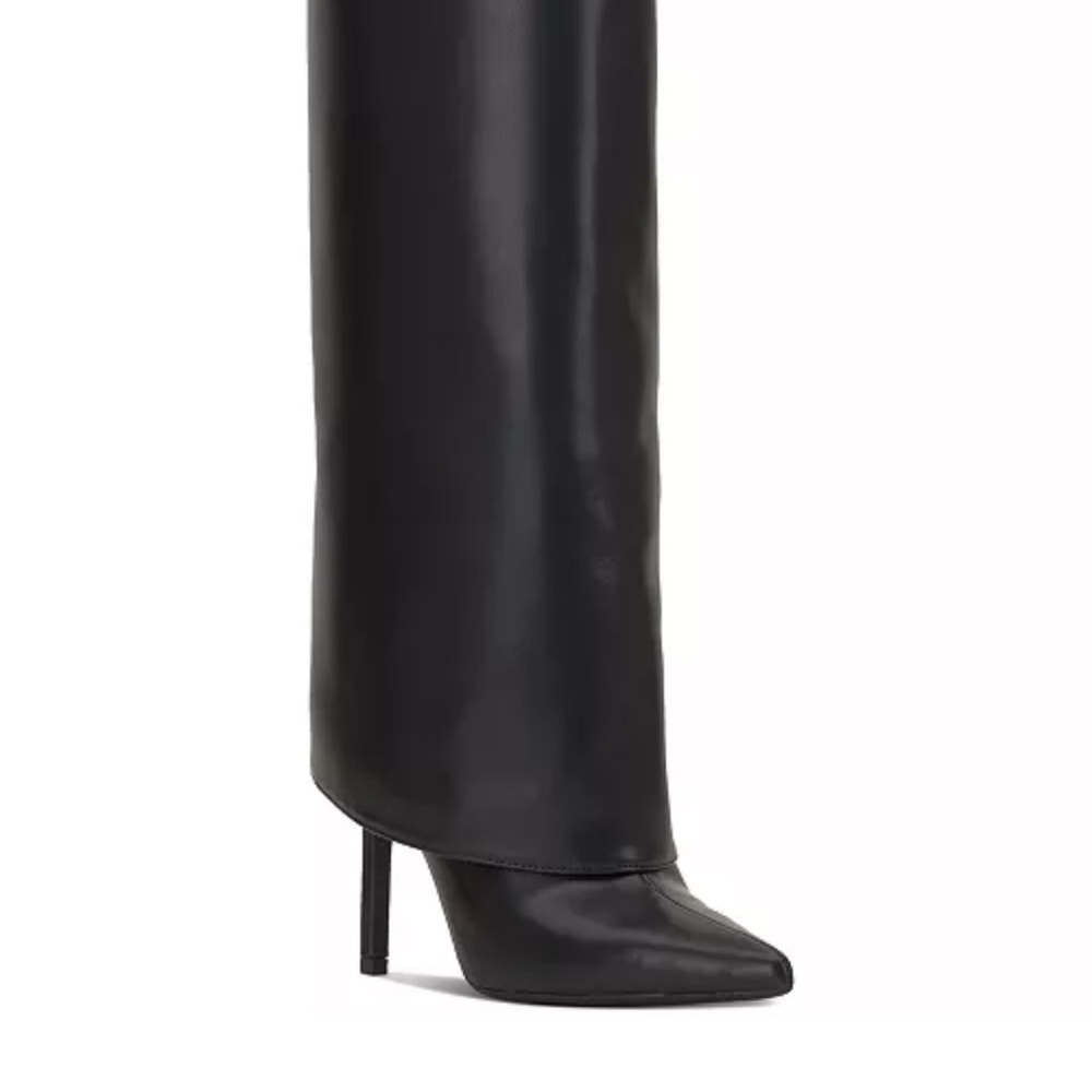 Macy's Black Leather Over-the-Knee Pointed Toe Stiletto Boots